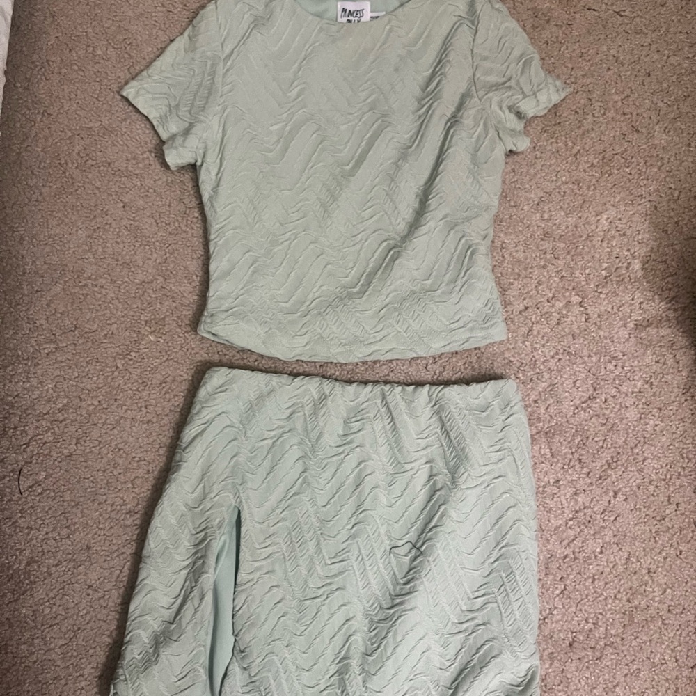 Princess Polly Mint Green Textured Two-Piece Set